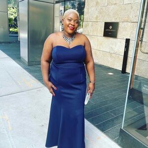 Speechless Blue Strapless Sweetheart Gown